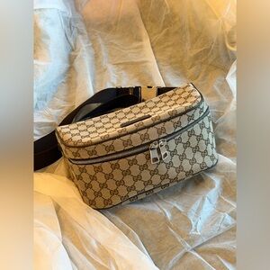 Gucci GG Canvas Belt Bag Crossbody Beige Brown Logo Waist Bag
